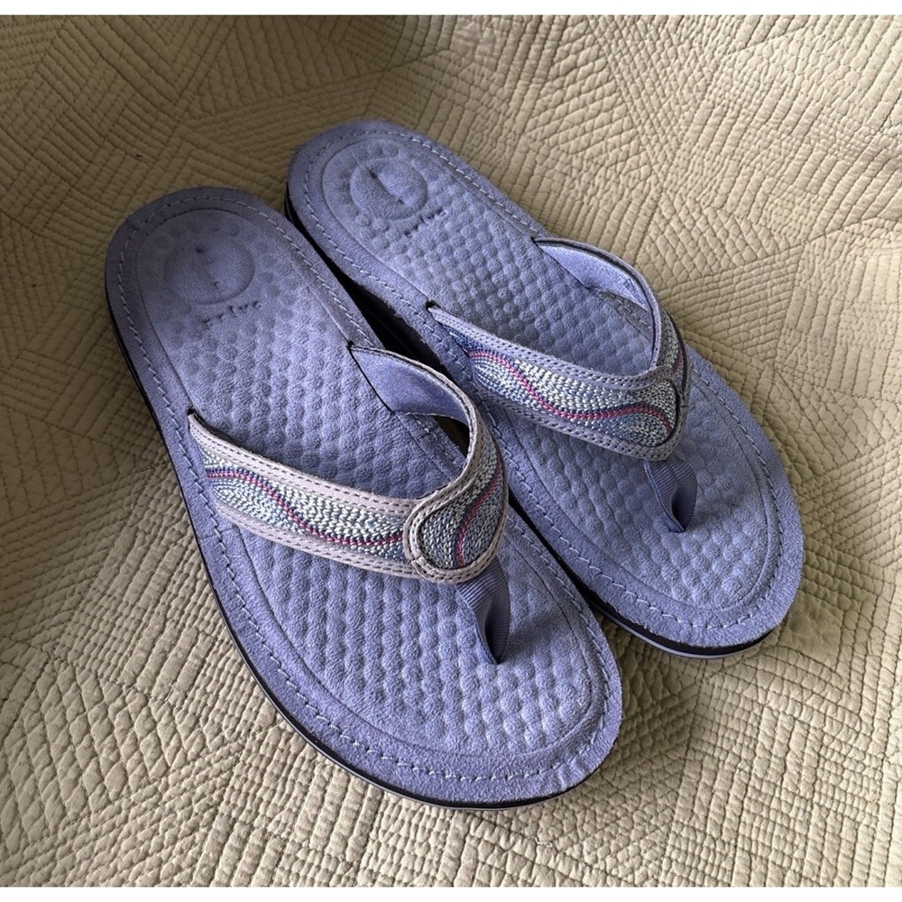 Privo by Clarks Women's Size 11M Blue Suede Comfort Flip Flop Sandals Thongs